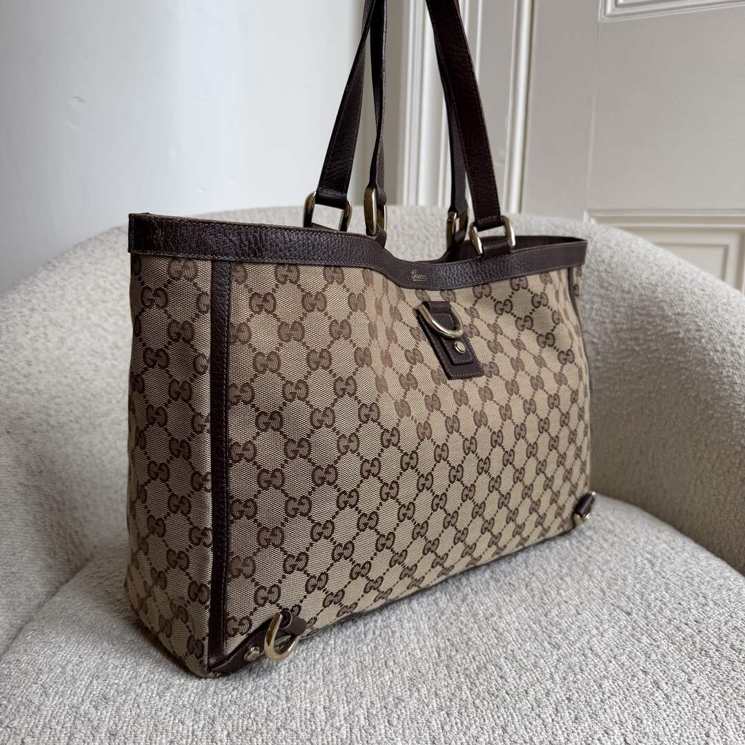 Gucci GG Canvas Abbey D-Ring Brown Tote Bag