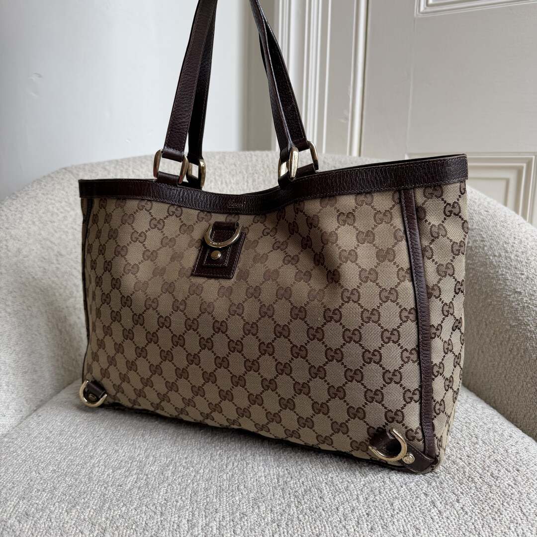 Gucci GG Canvas Abbey D-Ring Brown Tote Bag
