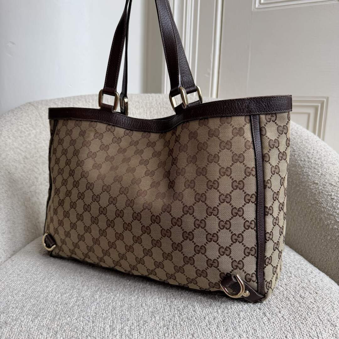 Gucci GG Canvas Abbey D-Ring Brown Tote Bag