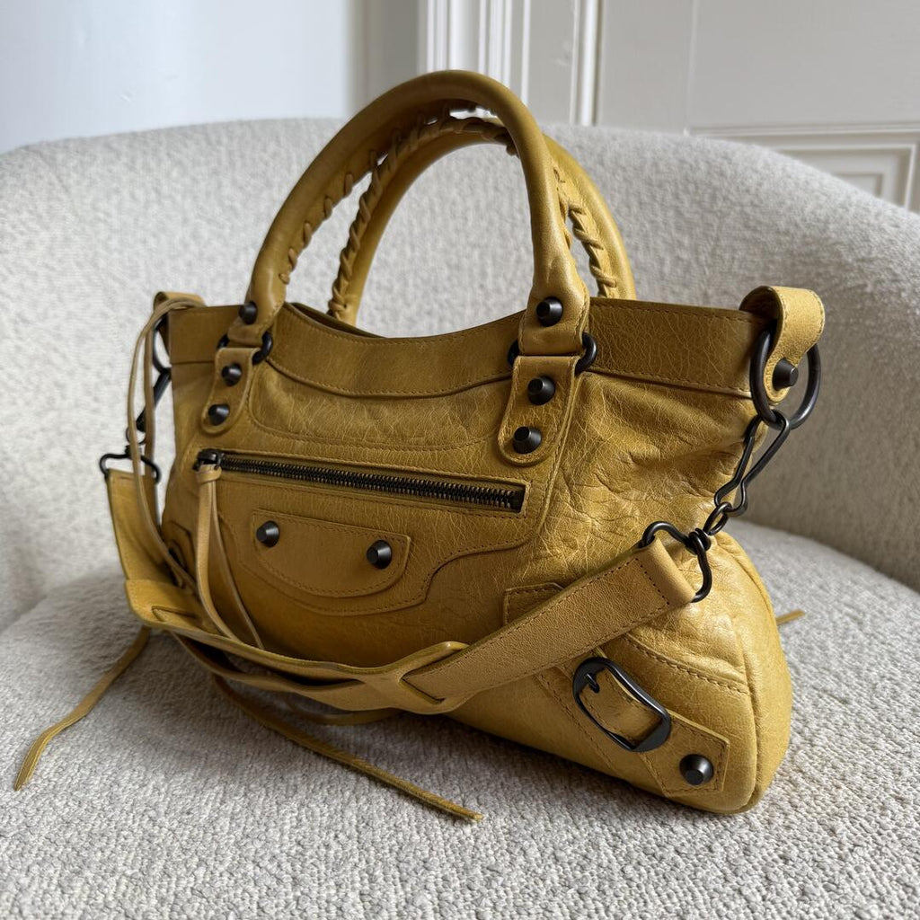 2010 Balenciaga First Yellow Leather Handbag