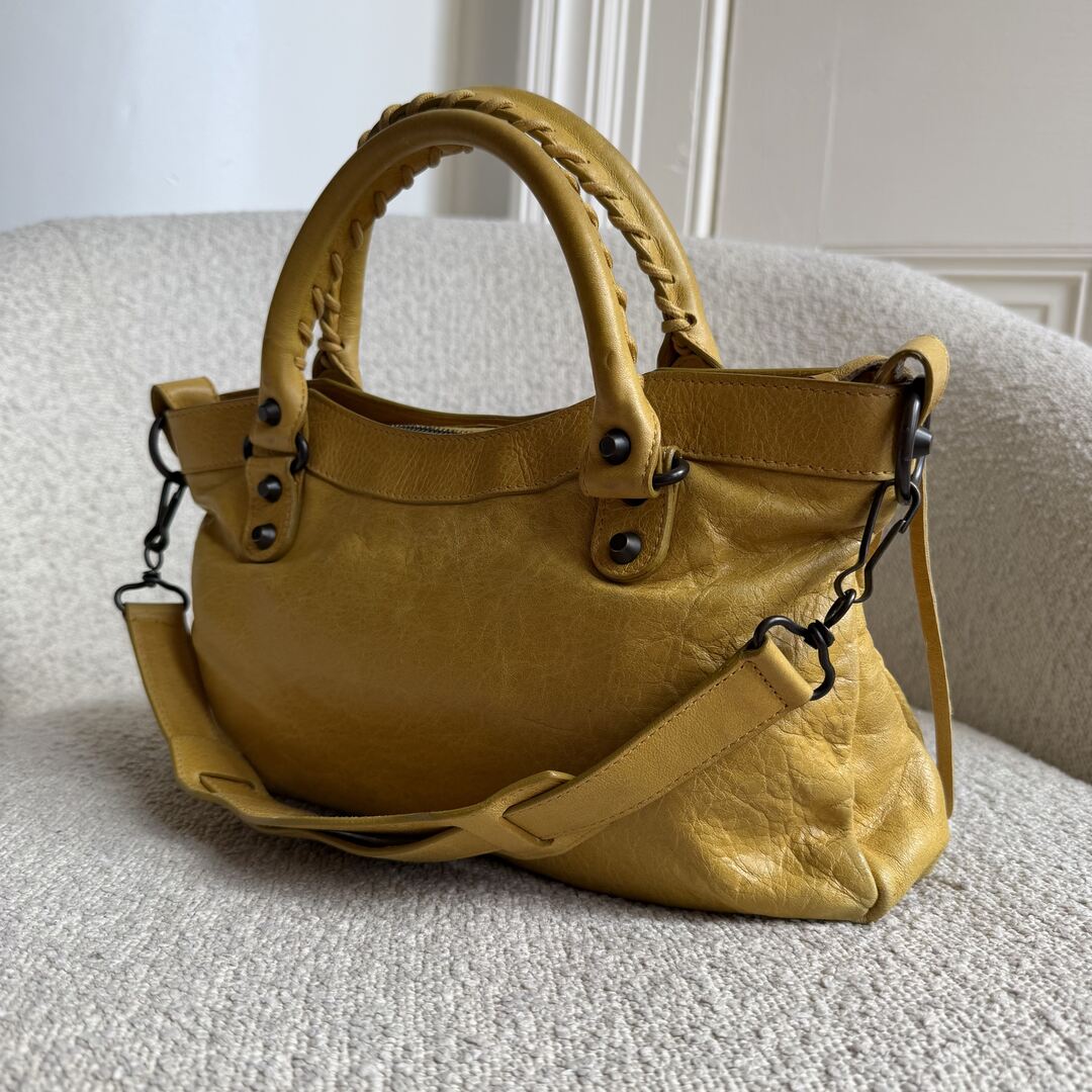 2010 Balenciaga First Yellow Leather Handbag
