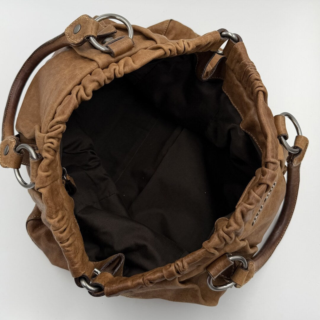 Miu Miu XL Vitello Leather Brown Handbag
