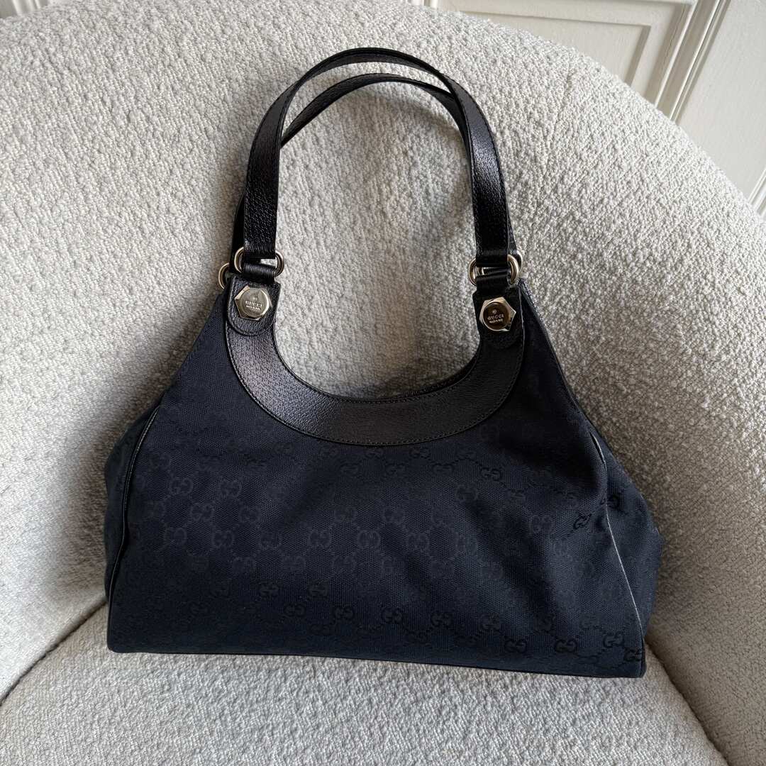 Gucci GG Canvas Monogram Black Tote Bag