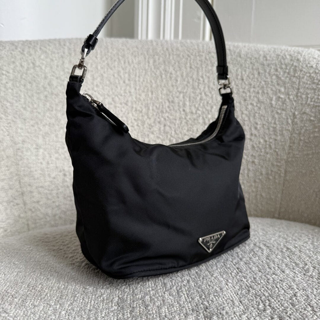 Prada Tessuto Hobo Nylon Black Mini Shoulder Bag