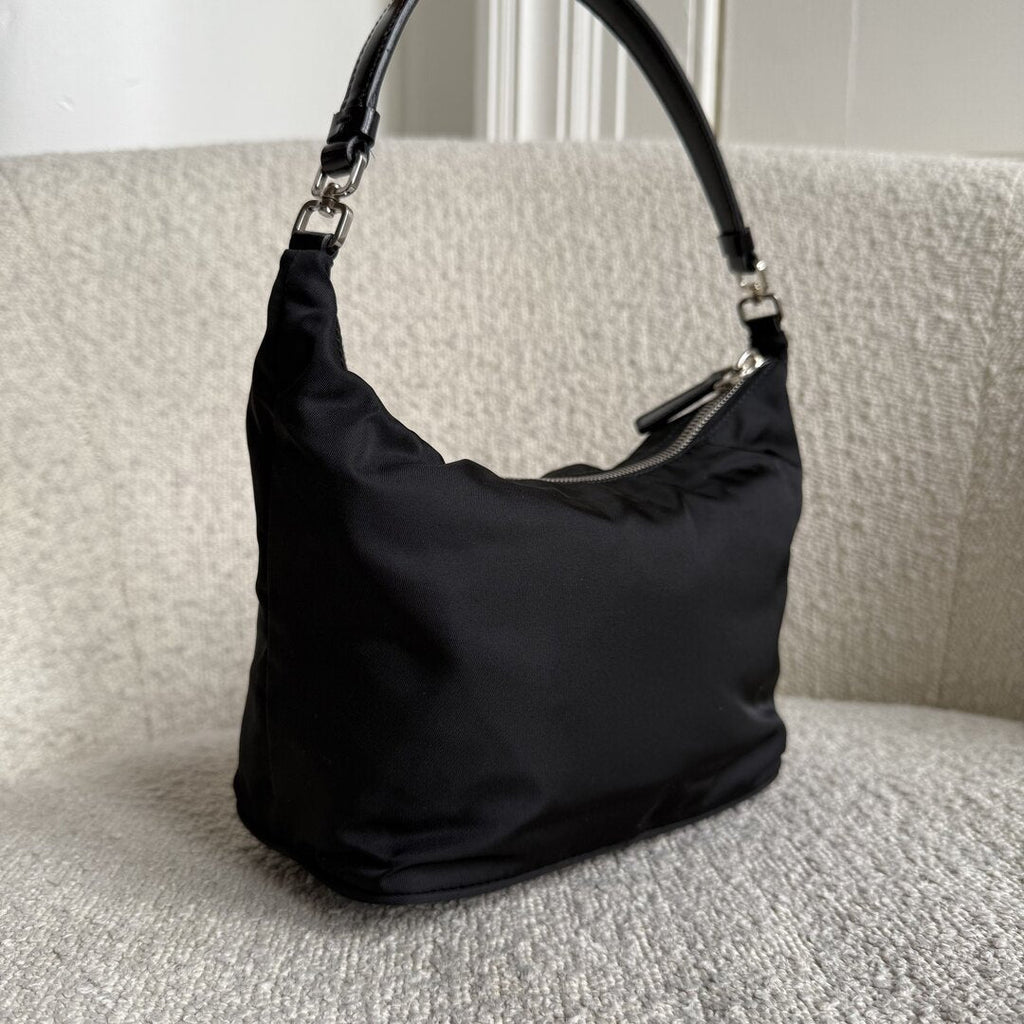 Prada Tessuto Hobo Nylon Black Mini Shoulder Bag