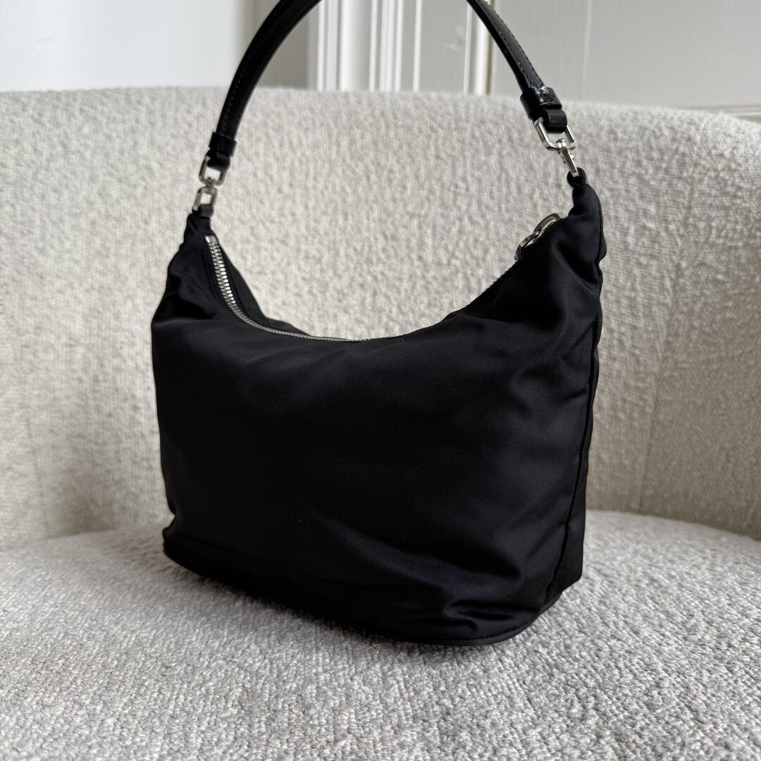 Prada Tessuto Hobo Nylon Black Mini Shoulder Bag