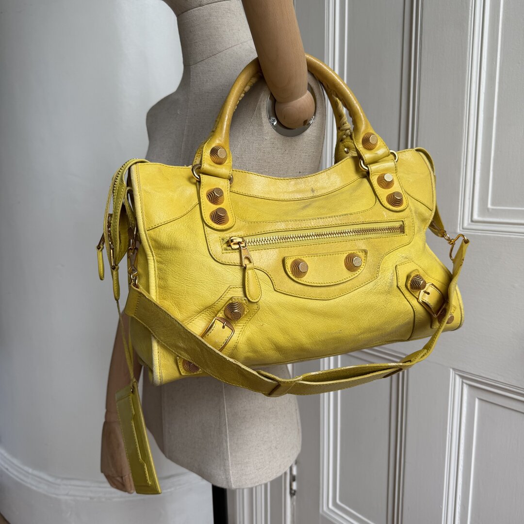2011 Balenciaga The Giant City 21 Yellow Green Bag