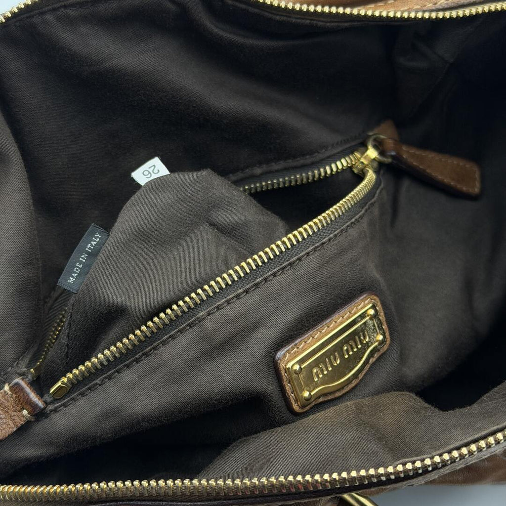 Miu Miu Buckle Leather Brown Tote Bag