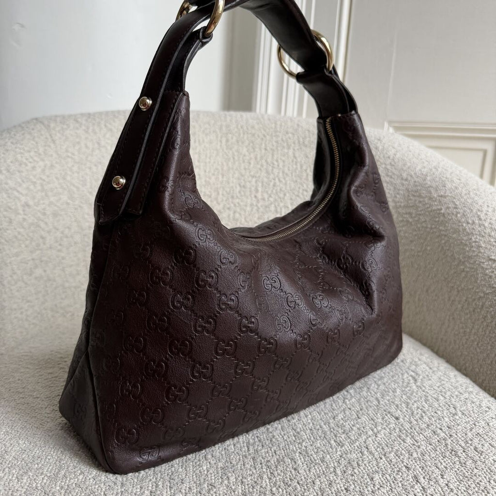 Gucci Guccissima GG Horsebit Brown Shoulder Bag