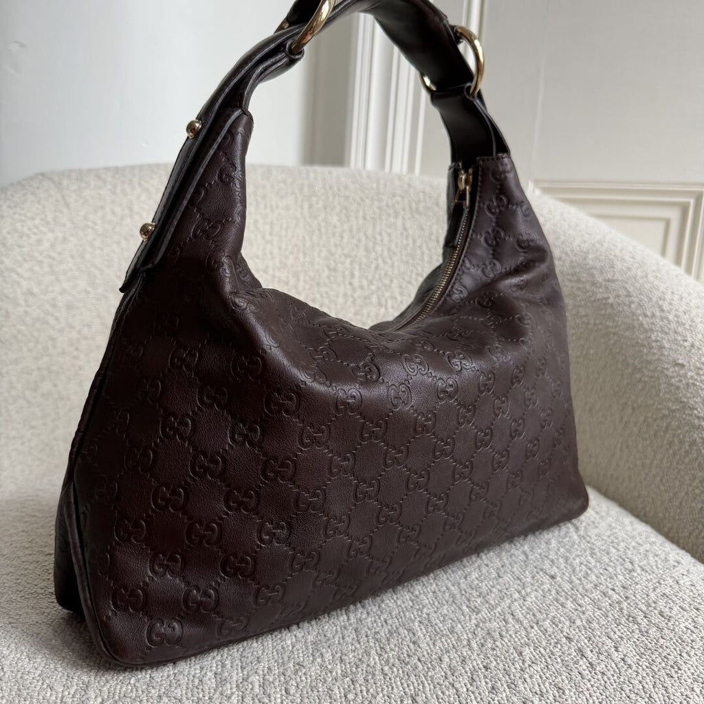 Gucci Guccissima GG Horsebit Brown Shoulder Bag