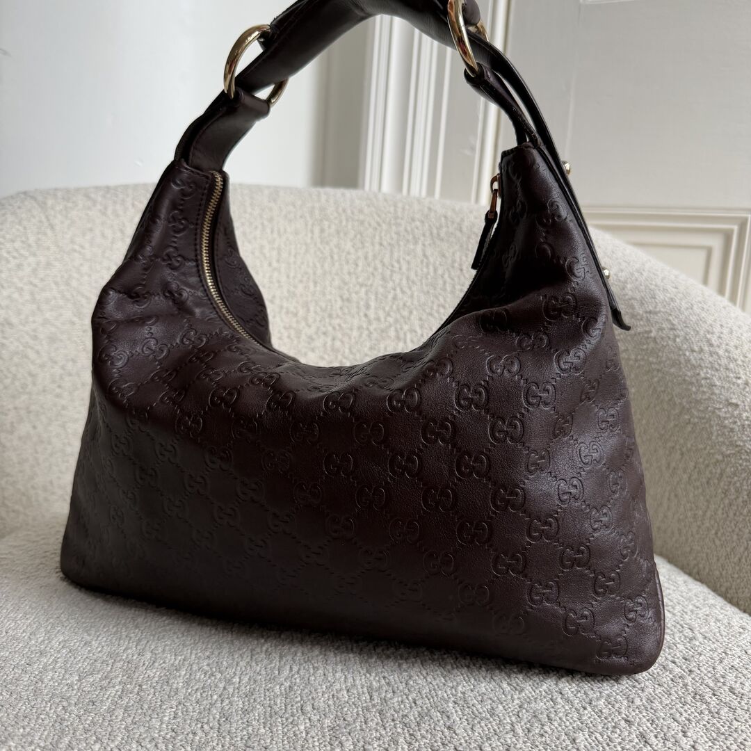 Gucci Guccissima GG Horsebit Brown Shoulder Bag