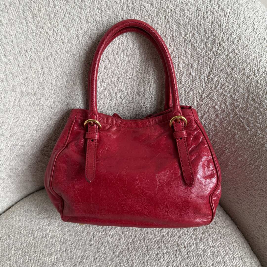 Miu Miu Vitello Bow Red Leather Handbag