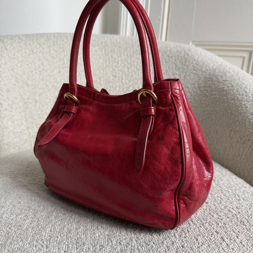 Miu Miu Vitello Bow Red Leather Handbag