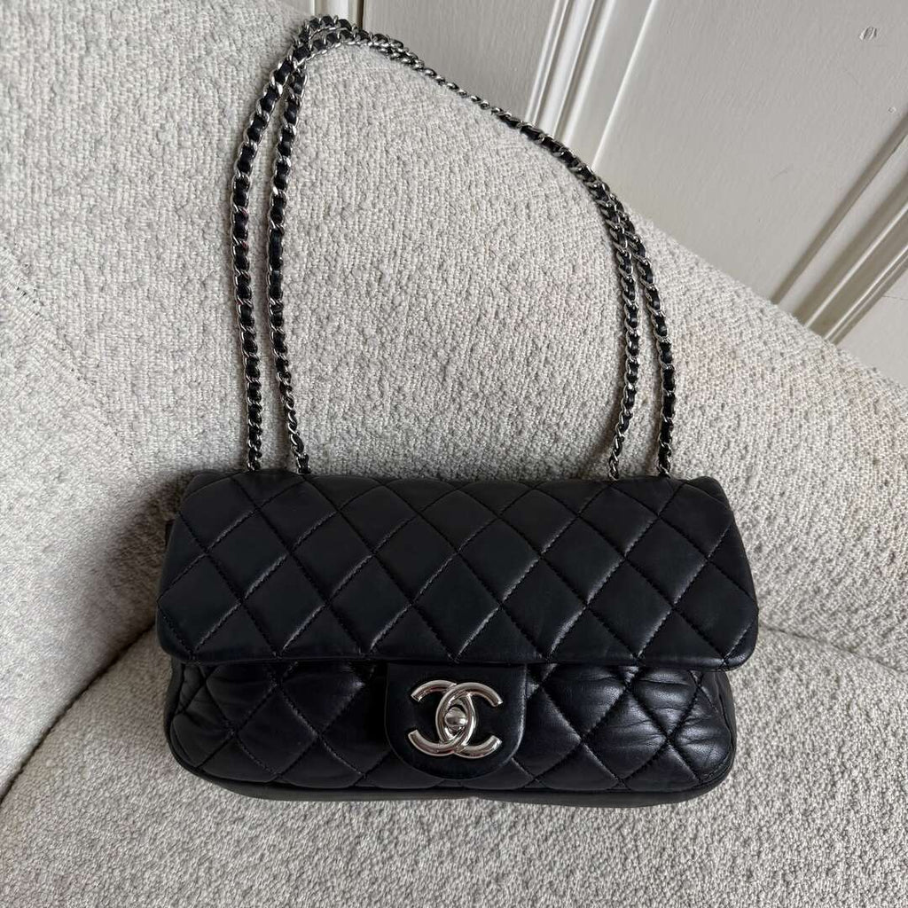 2010 Chanel Classic Coco Rain Quilted Black Leather Shoulder Bag