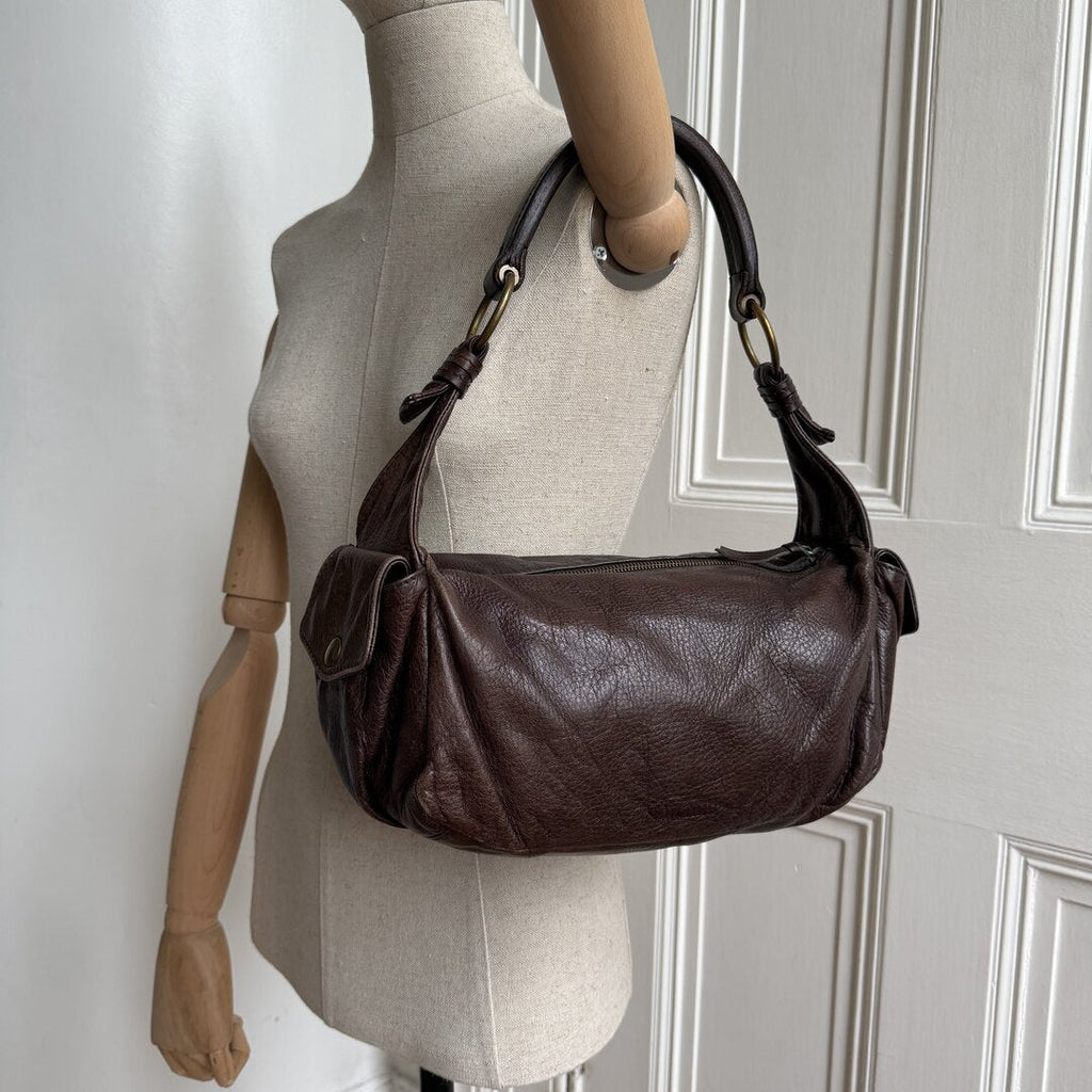 Archive Miu Miu Pocket Leather Brown Shoulder Bag