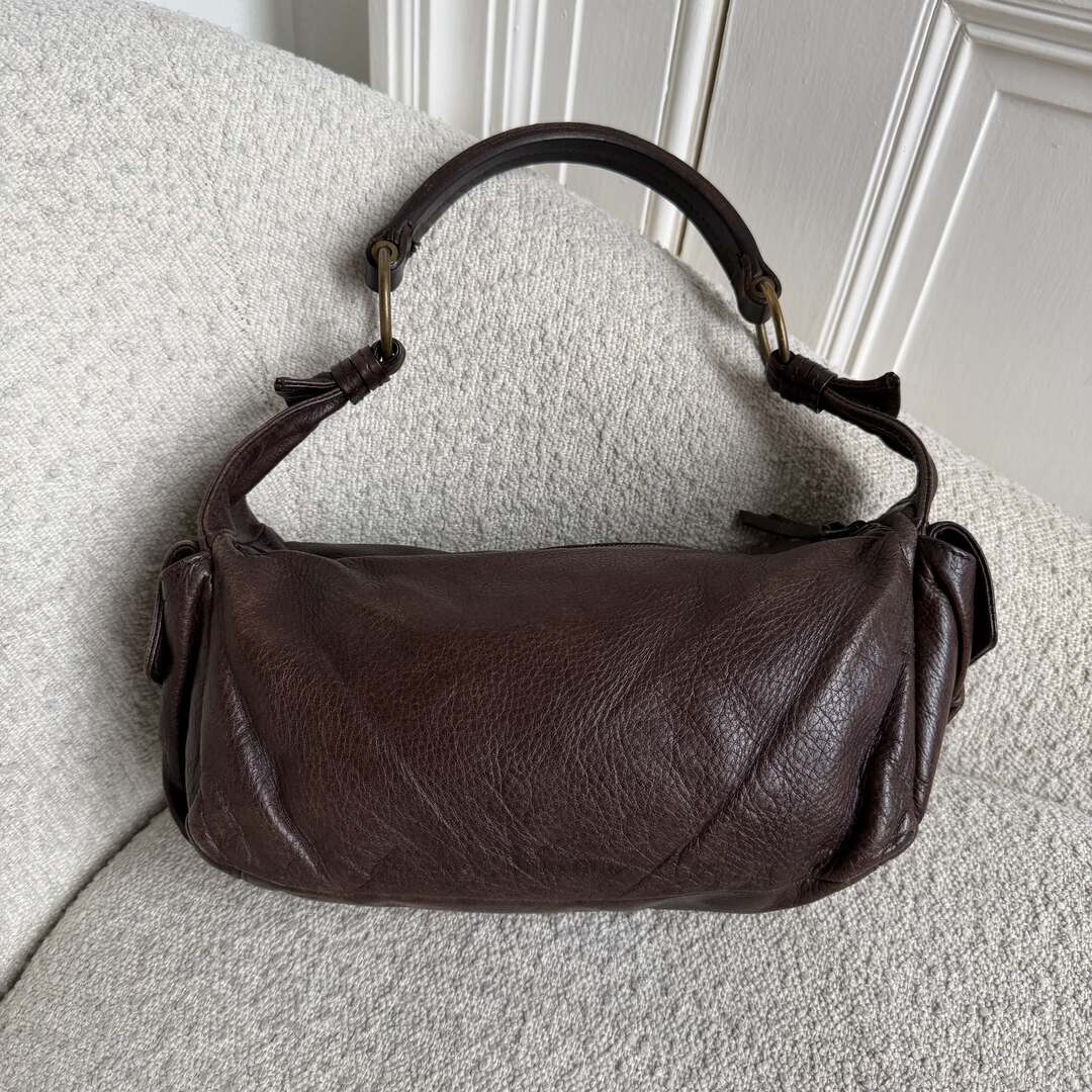 Archive Miu Miu Pocket Leather Brown Shoulder Bag