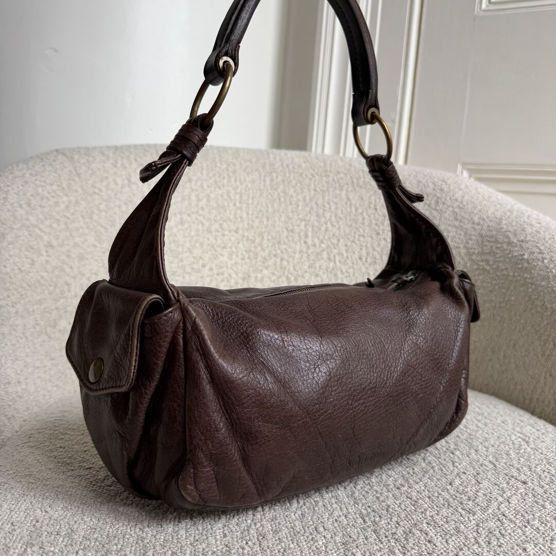 Archive Miu Miu Pocket Leather Brown Shoulder Bag
