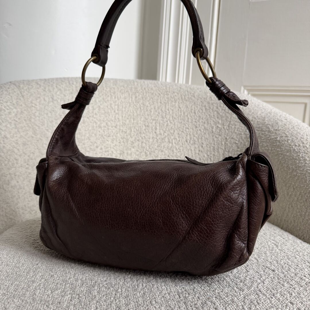 Archive Miu Miu Pocket Leather Brown Shoulder Bag