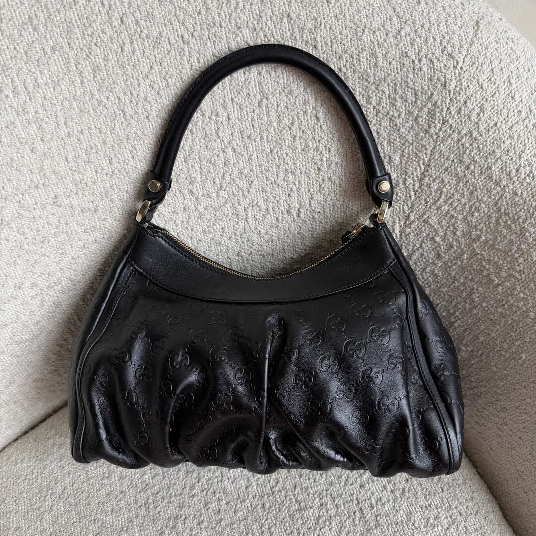 2008 Gucci Guccissima Abbey Leather Black Shoulder Bag