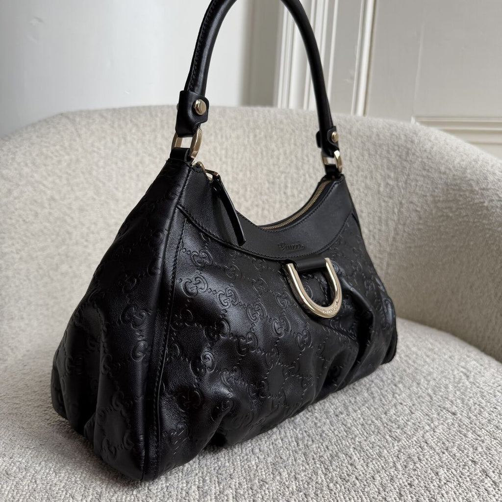 2008 Gucci Guccissima Abbey Leather Black Shoulder Bag