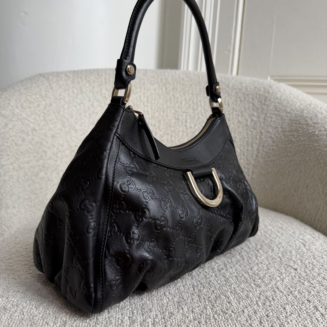 2008 Gucci Guccissima Abbey Leather Black Shoulder Bag