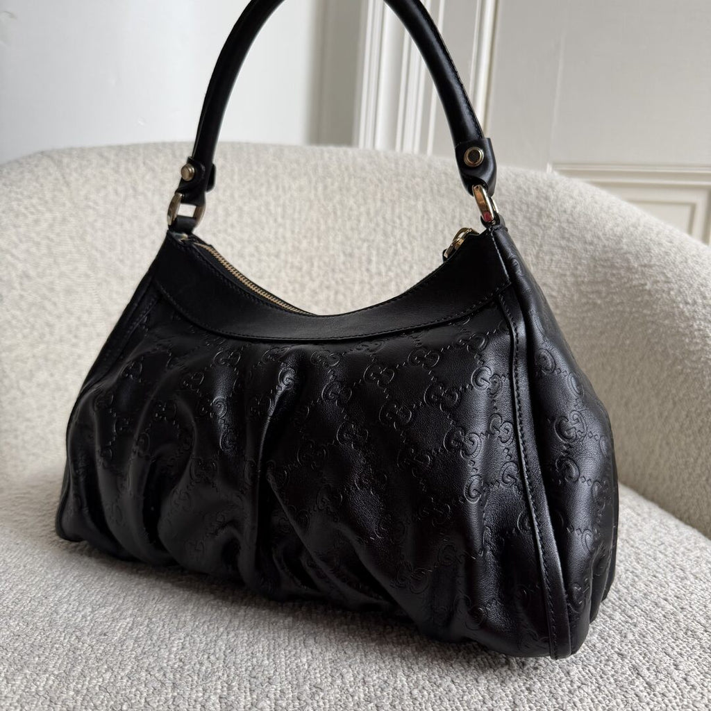 2008 Gucci Guccissima Abbey Leather Black Shoulder Bag