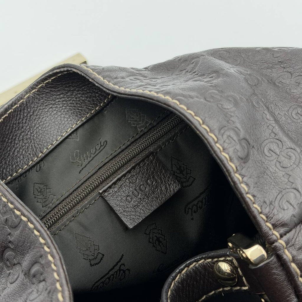 Gucci Guccissima Hobo Brown Leather Shoulder Bag