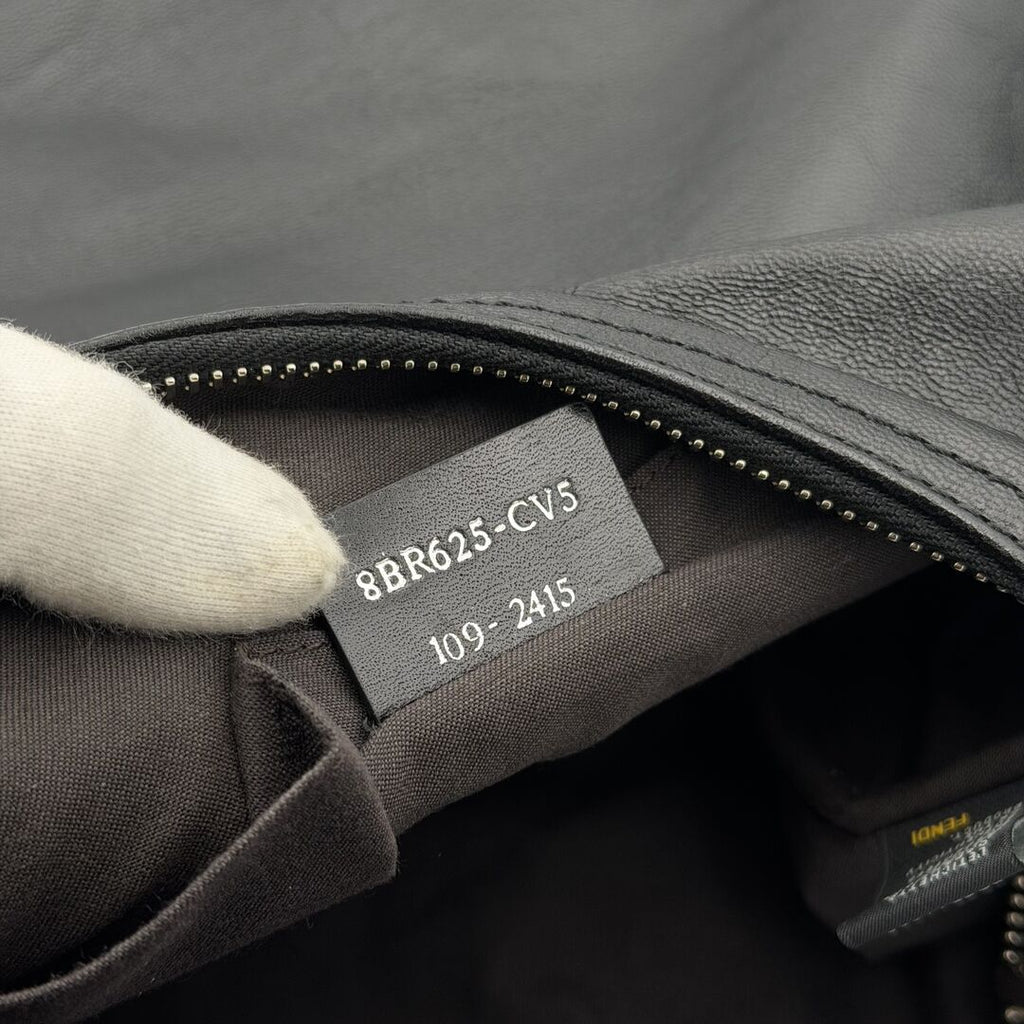 Fendi Unzipped Black Leather Large Shoulder Bag
