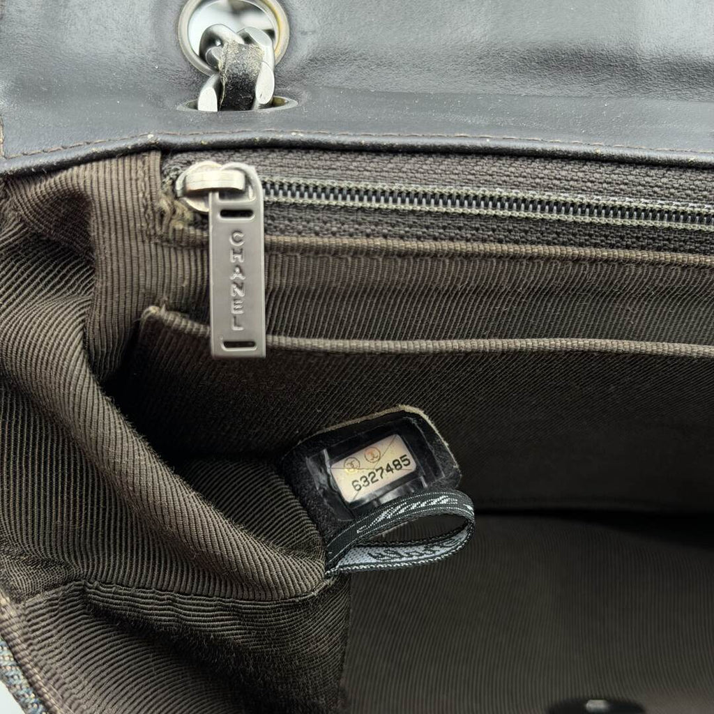 2000 Chanel Blue Denim Chocolate Bar Flap Shoulder Bag