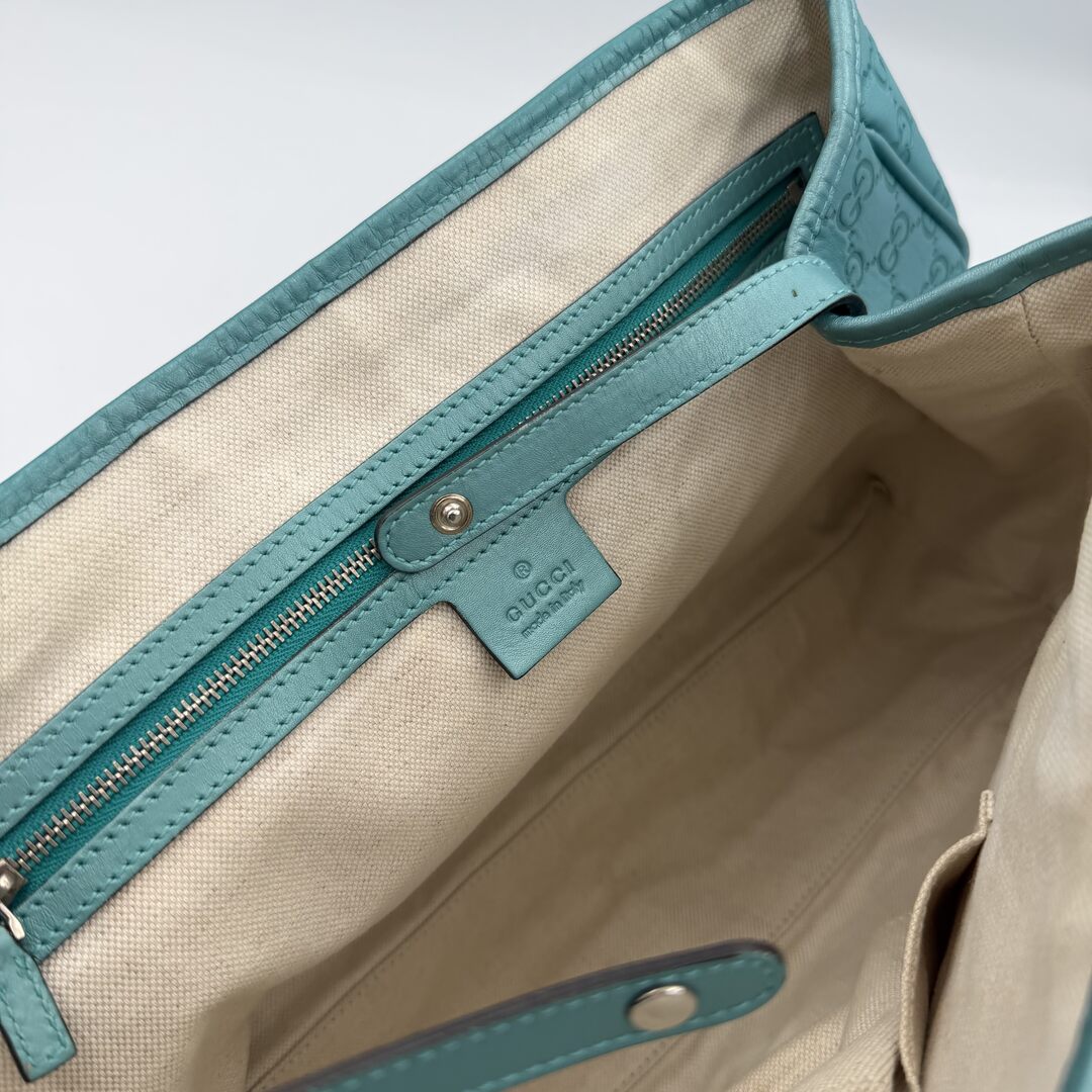 Rare Gucci Guccissima Twins Leather Blue Tote Bag