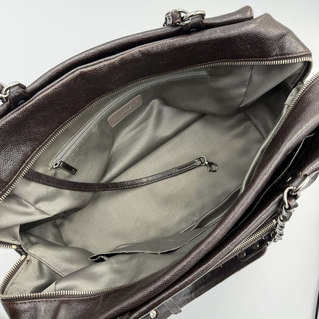 2008 Chanel Caviar Pocket In The City Flap Black Shoulder Bag