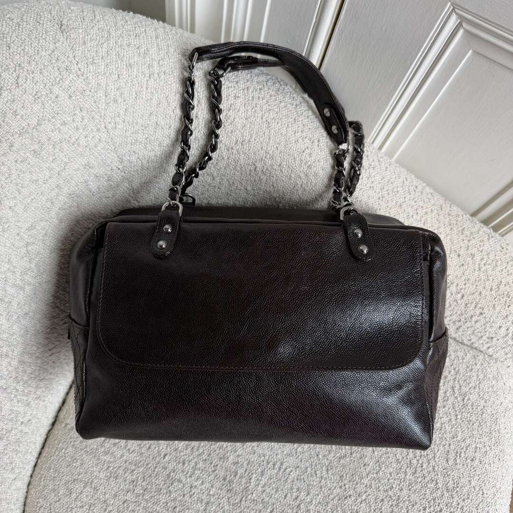 2008 Chanel Caviar Pocket In The City Flap Black Shoulder Bag