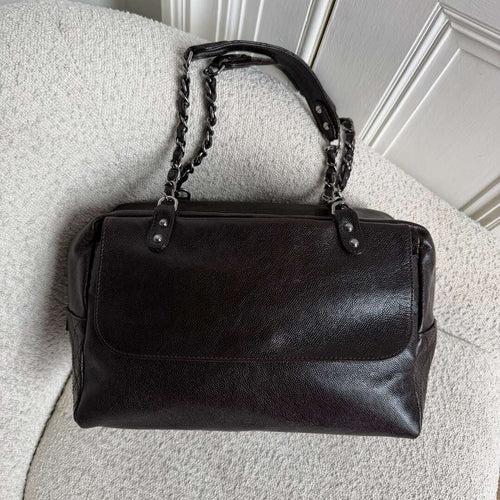 2008 Chanel Caviar Pocket In The City Flap Black Shoulder Bag