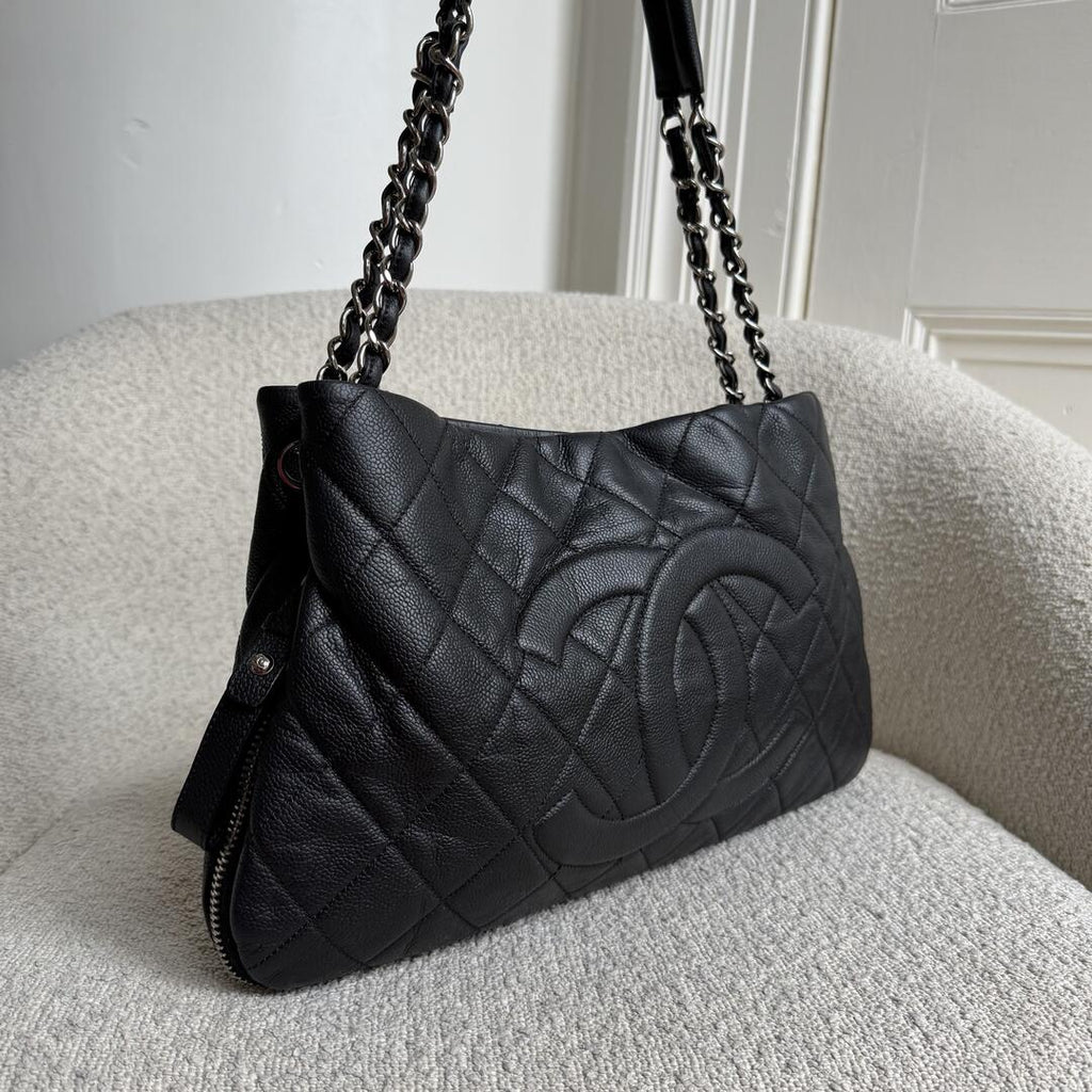 2008 Chanel CC Timeless Expandable Caviar Black Shoulder Bag