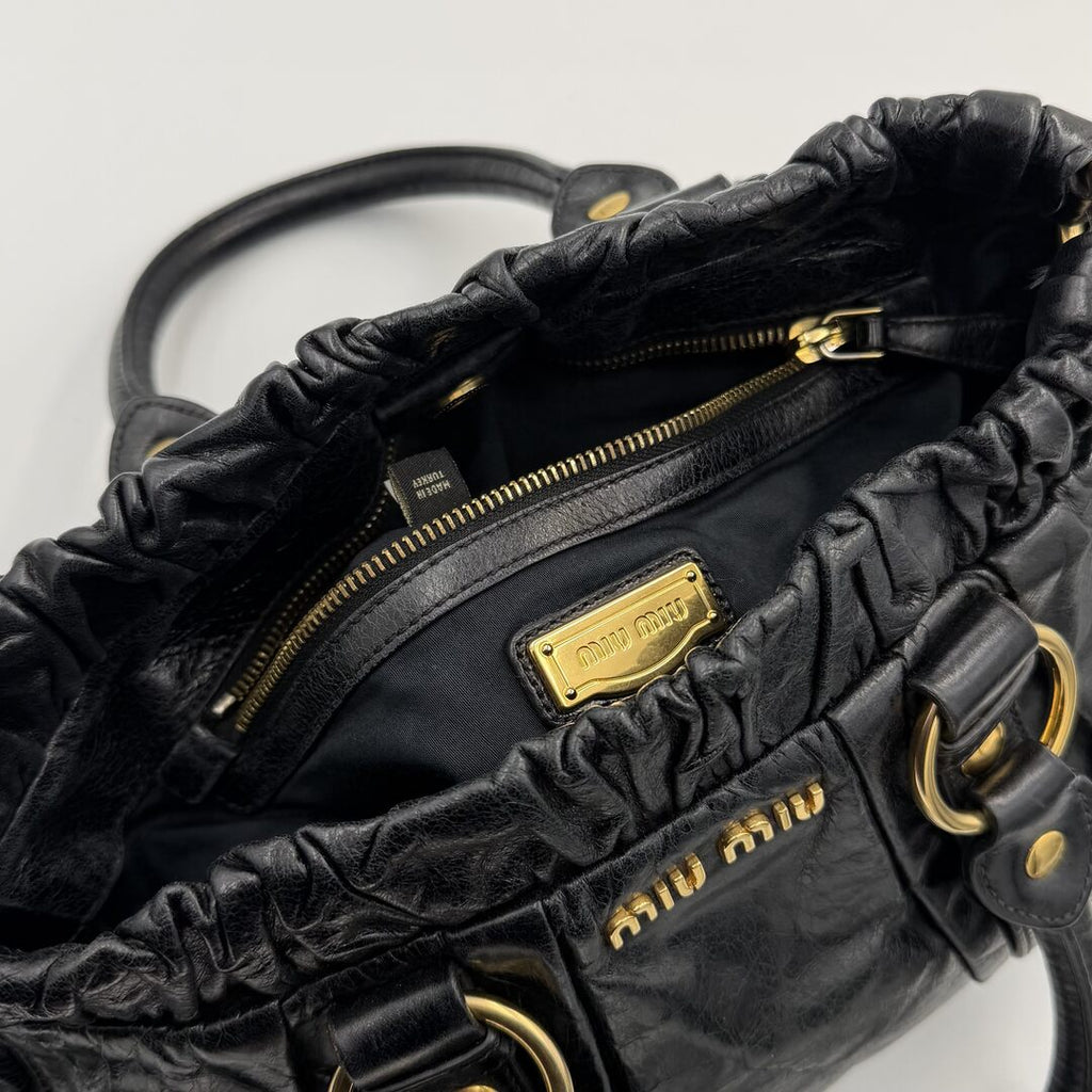 2007 Miu Miu Vitello Black Leather Handbag