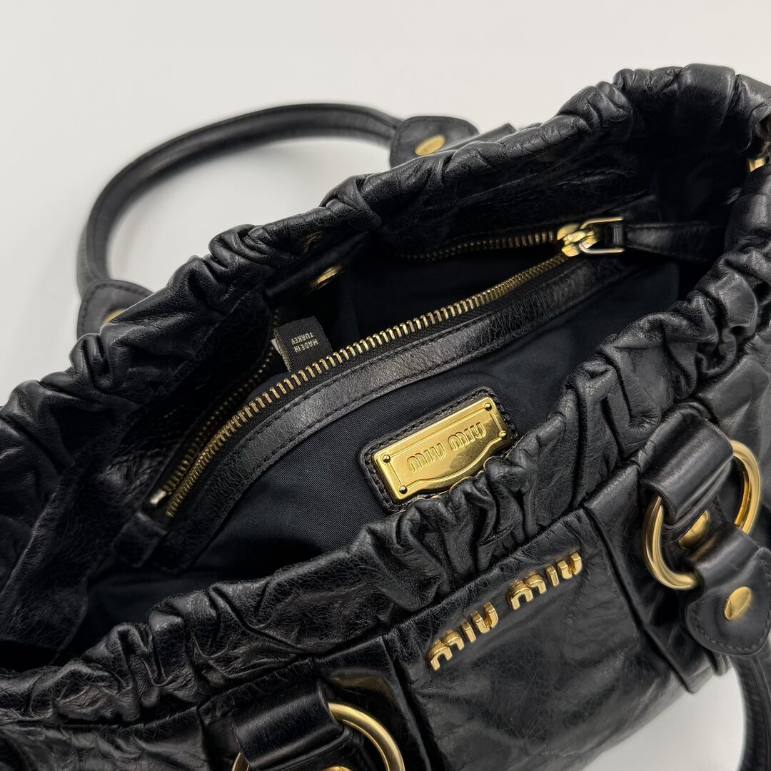 2007 Miu Miu Vitello Black Leather Handbag