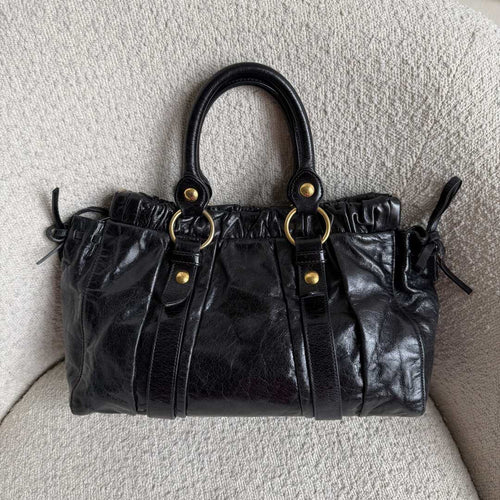 2007 Miu Miu Vitello Black Leather Handbag