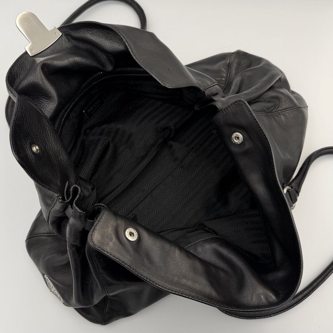 2005 Prada Easy Leather Black Shoulder Bag