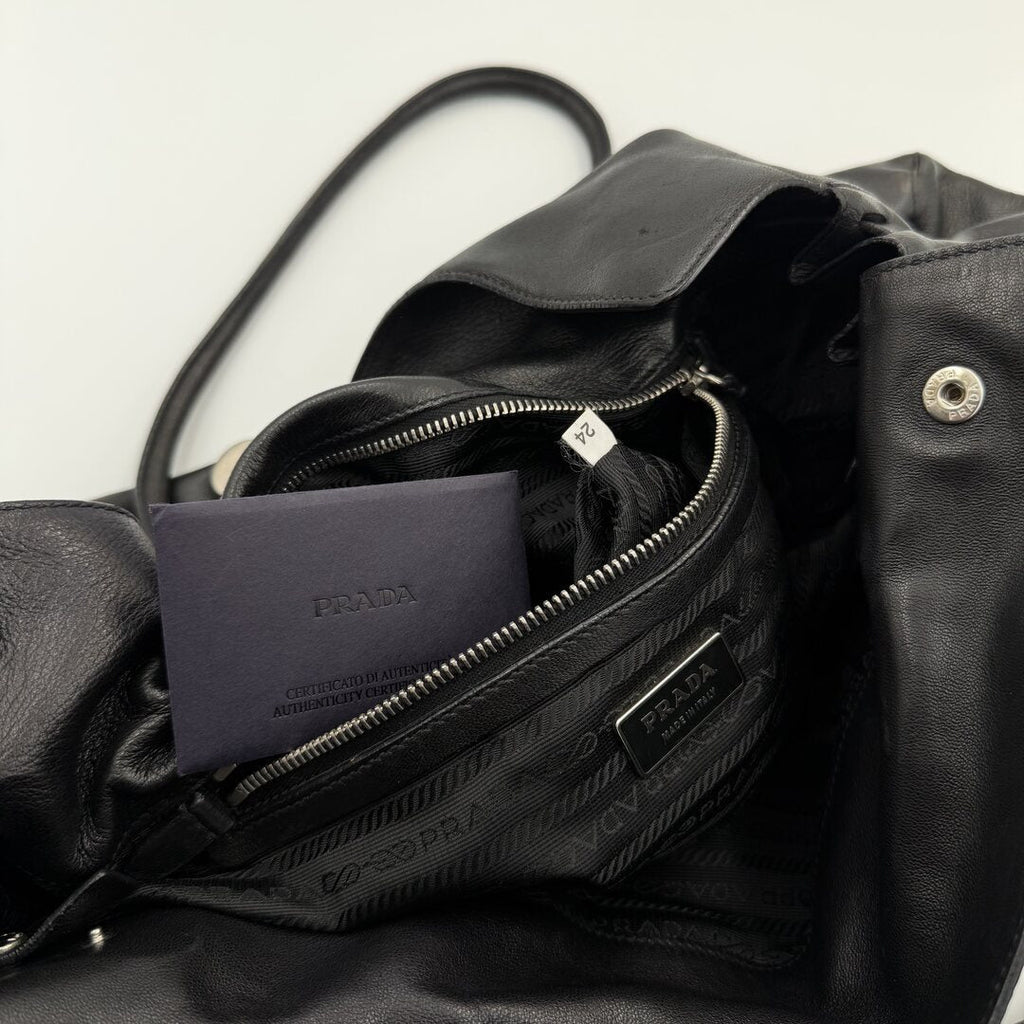 2005 Prada Easy Leather Black Shoulder Bag