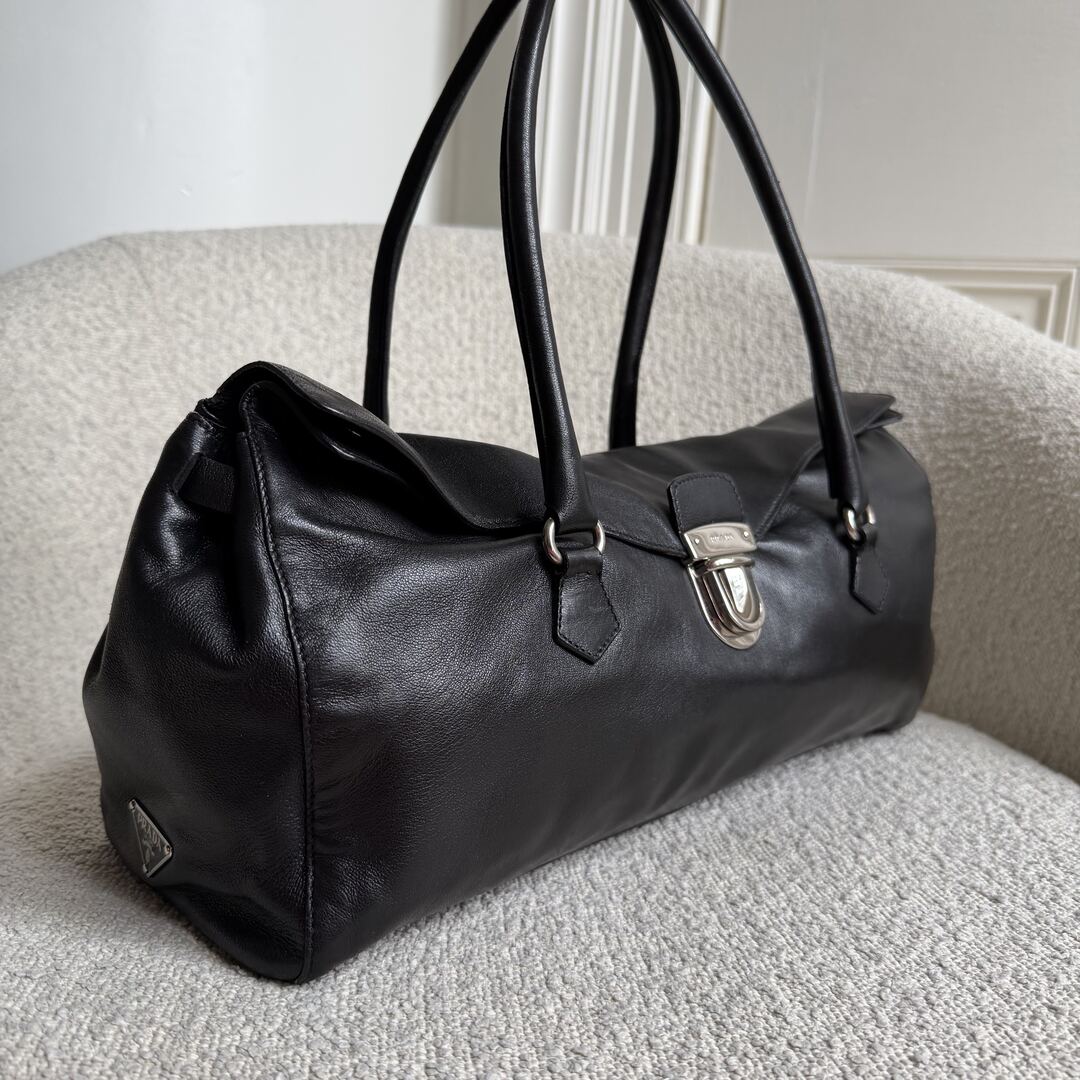 2005 Prada Easy Leather Black Shoulder Bag