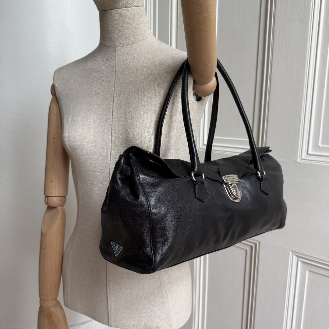 2005 Prada Easy Leather Black Shoulder Bag