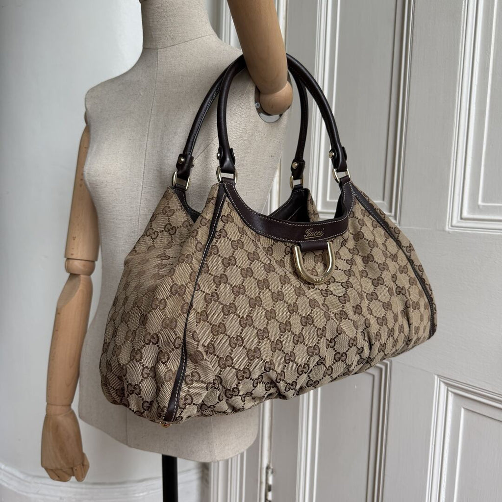 Gucci GG Canvas Abbey D Ring Brown Tote Bag