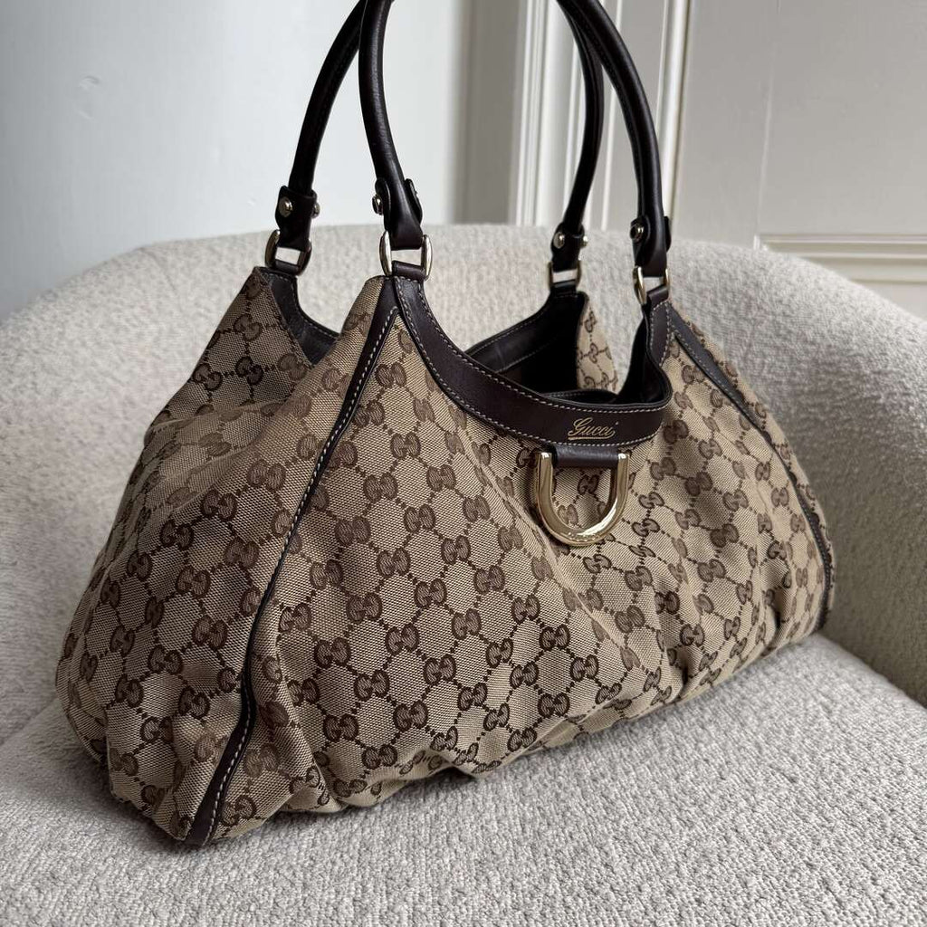 Gucci GG Canvas Abbey D Ring Brown Tote Bag