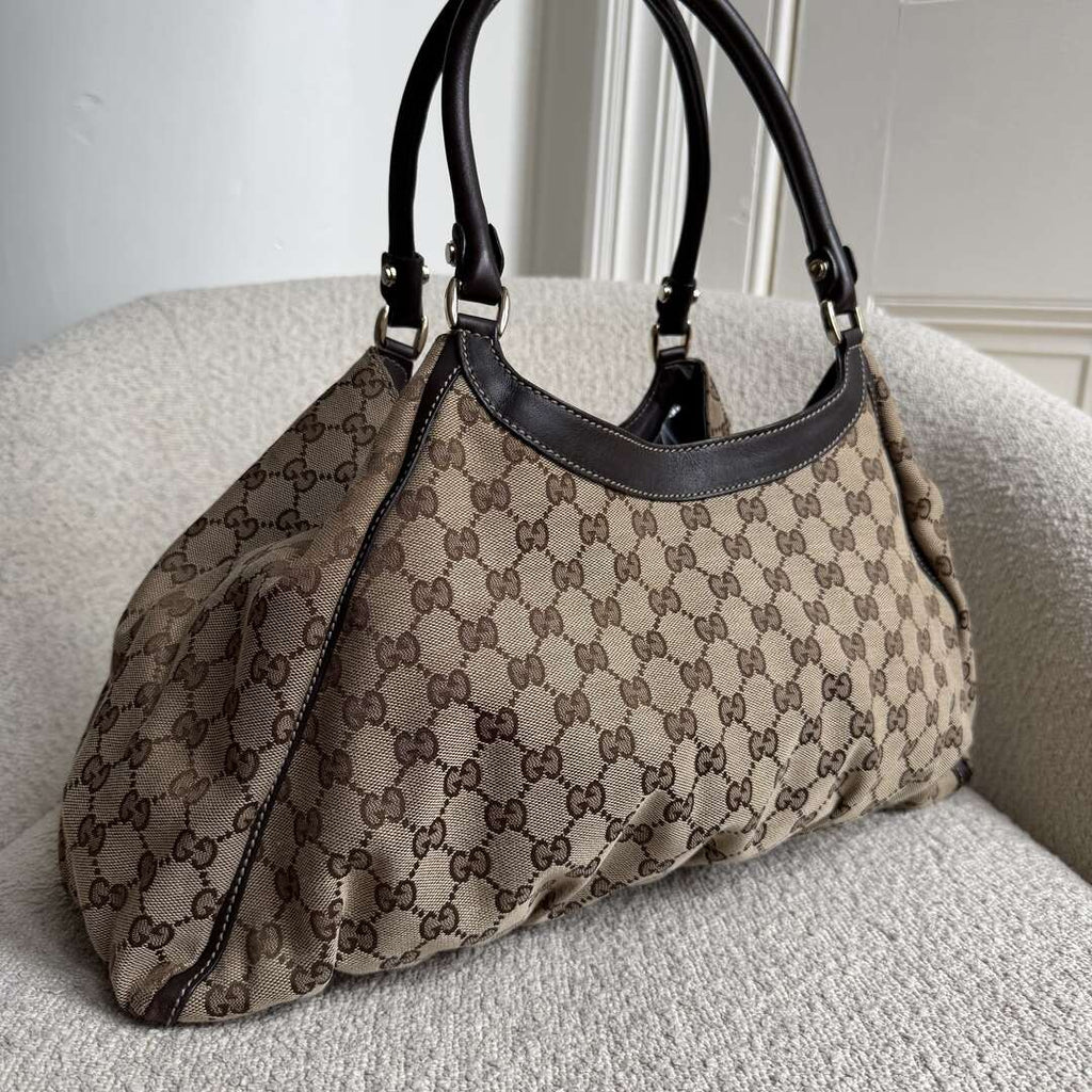 Gucci GG Canvas Abbey D Ring Brown Tote Bag