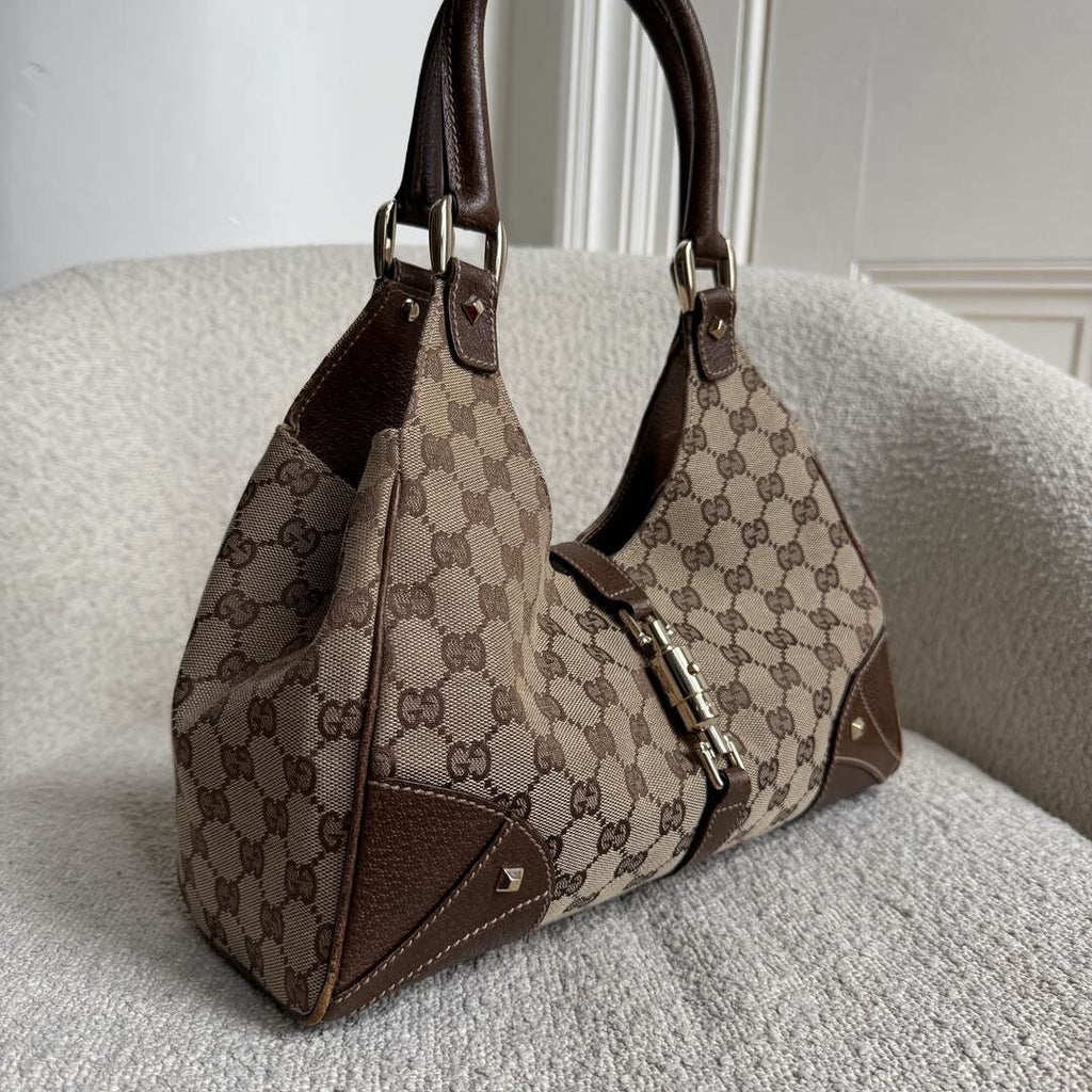 Gucci GG Canvas Jackie Brown Hobo Shoulder Bag