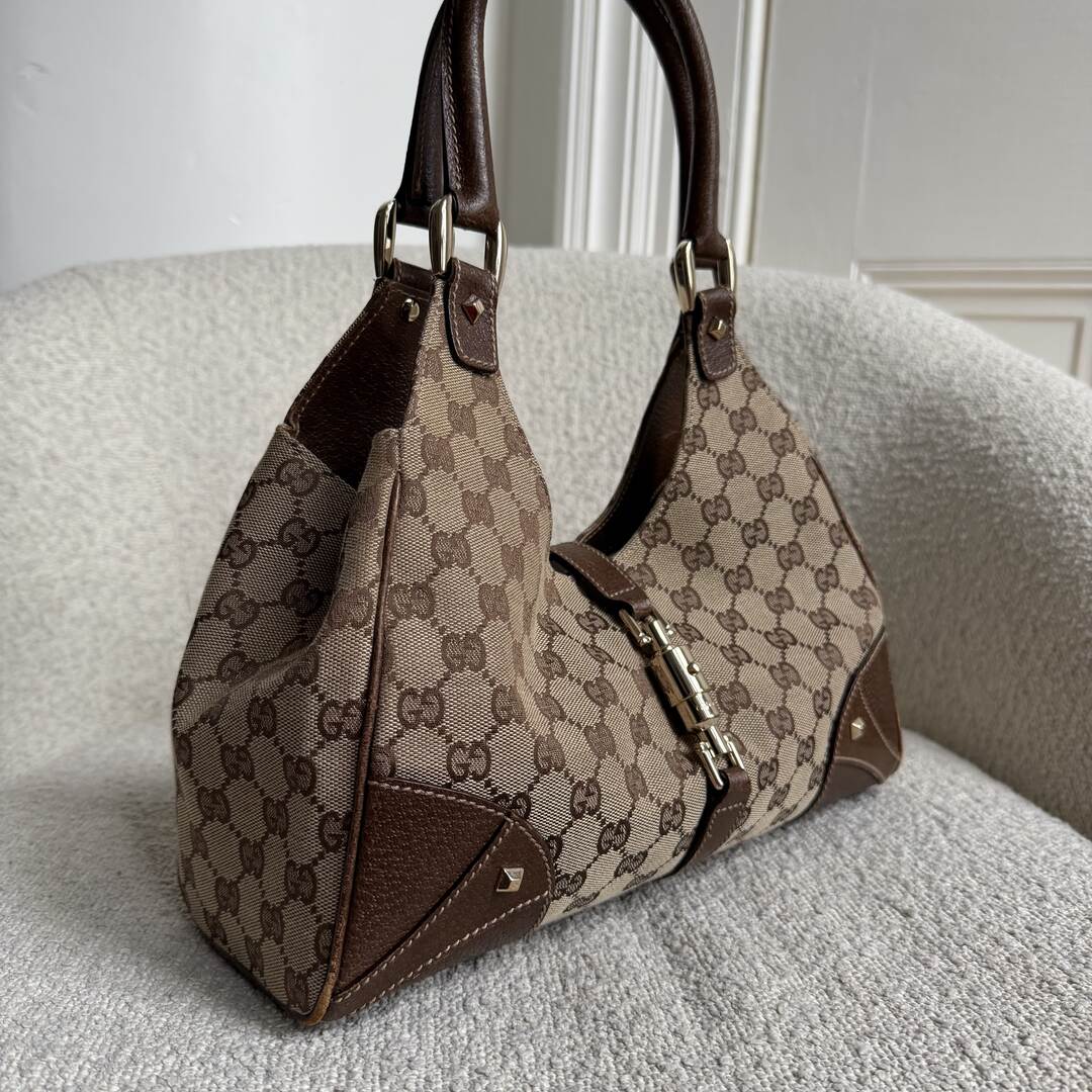Gucci GG Canvas Jackie Brown Hobo Shoulder Bag