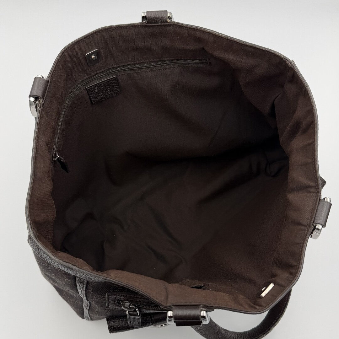 Gucci GG Canvas Abbey D-Ring Pocket Chocolate Brown Tote Bag