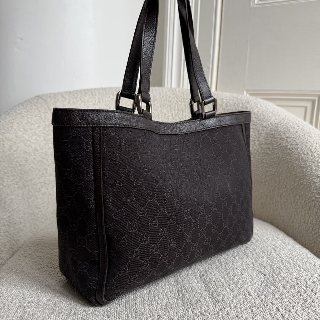 Gucci GG Canvas Abbey D-Ring Pocket Chocolate Brown Tote Bag