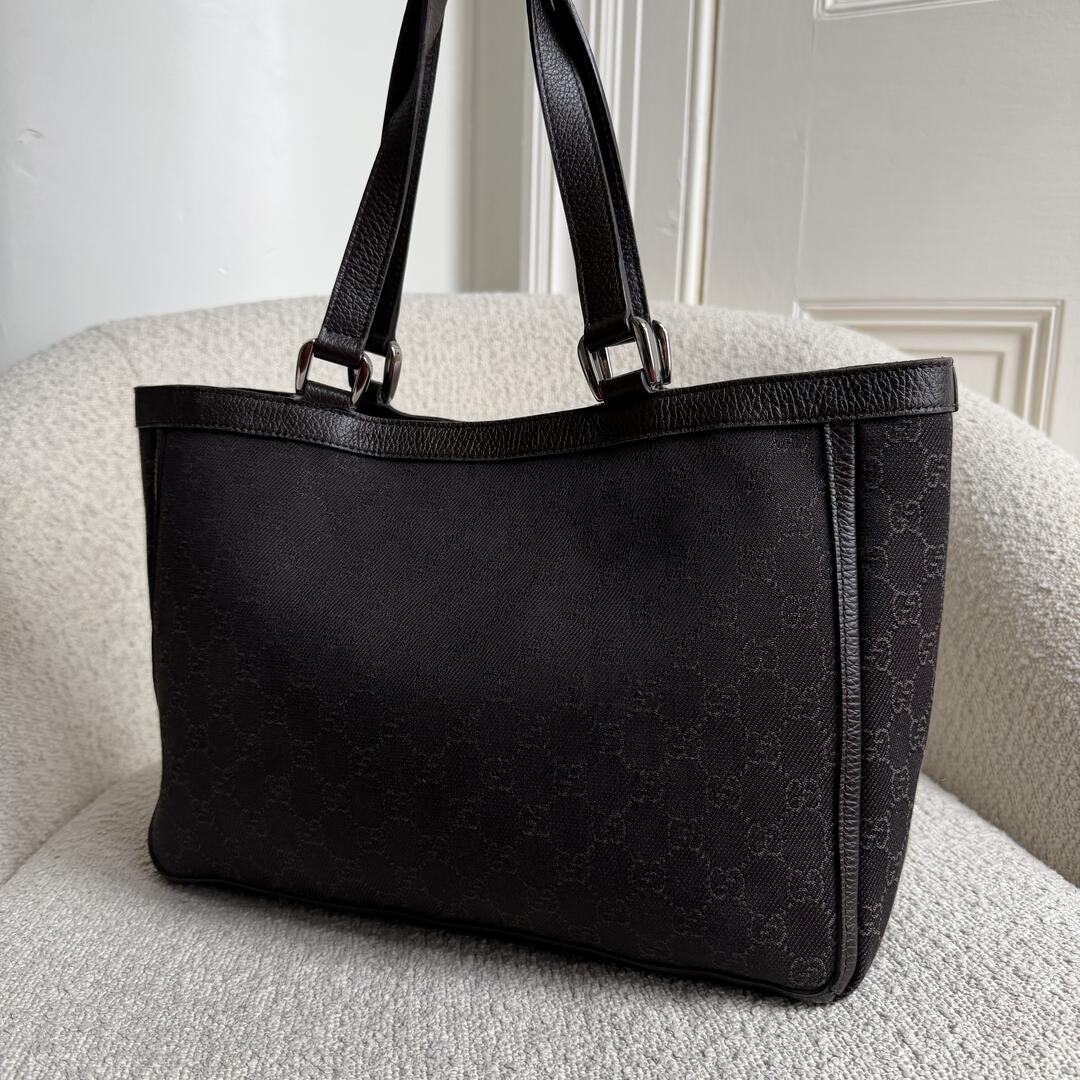 Gucci GG Canvas Abbey D-Ring Pocket Chocolate Brown Tote Bag