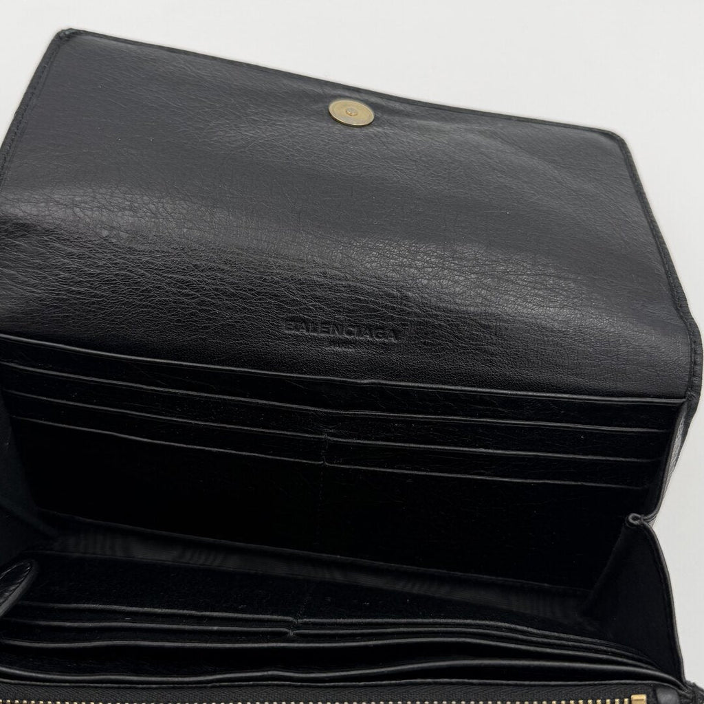 Balenciaga Giant 21 Continental Leather Black Zip Wallet